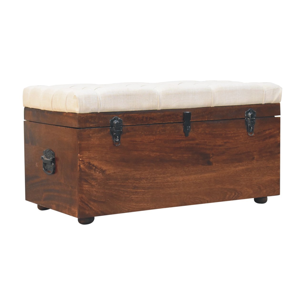 Kosz z litego drewna mango – orzechowy, 90 cm — model IN3840 - obrazek 2