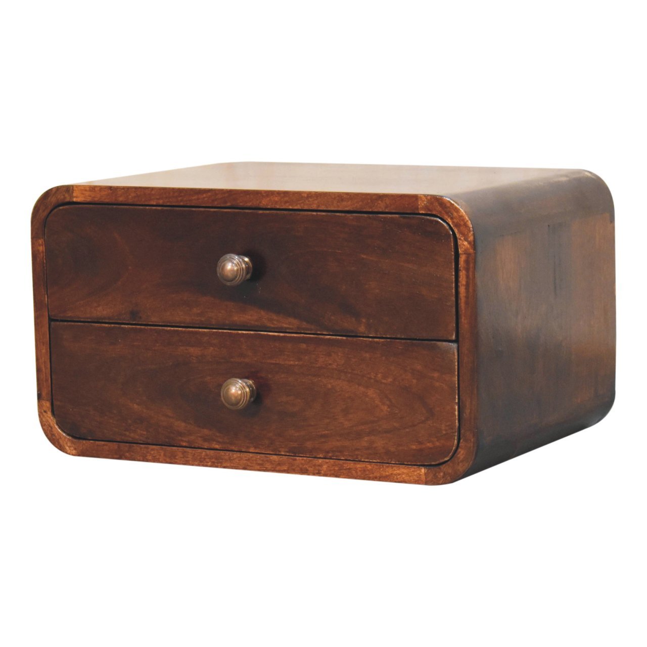 Szafka nocna z litego drewna mango – orzechowa, 45 cm — model IN3841 - obrazek 3