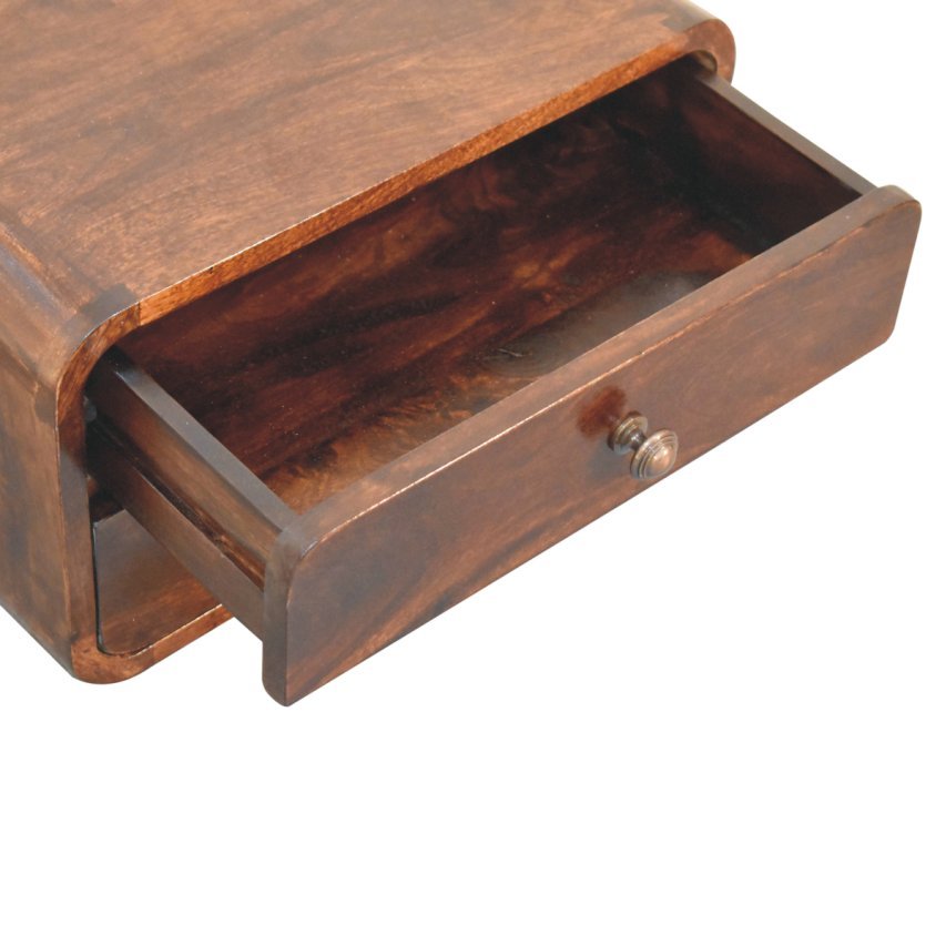 Szafka nocna z litego drewna mango – orzechowa, 45 cm — model IN3841 - obrazek 5