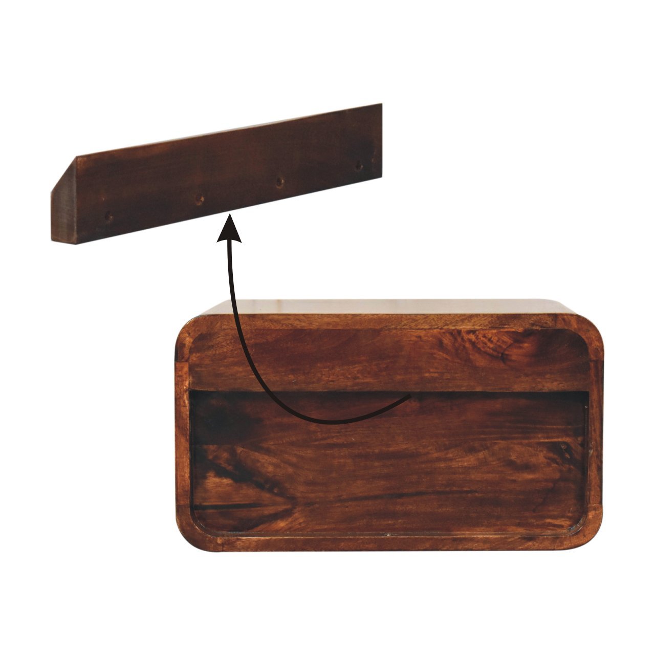 Szafka nocna z litego drewna mango – orzechowa, 45 cm — model IN3841