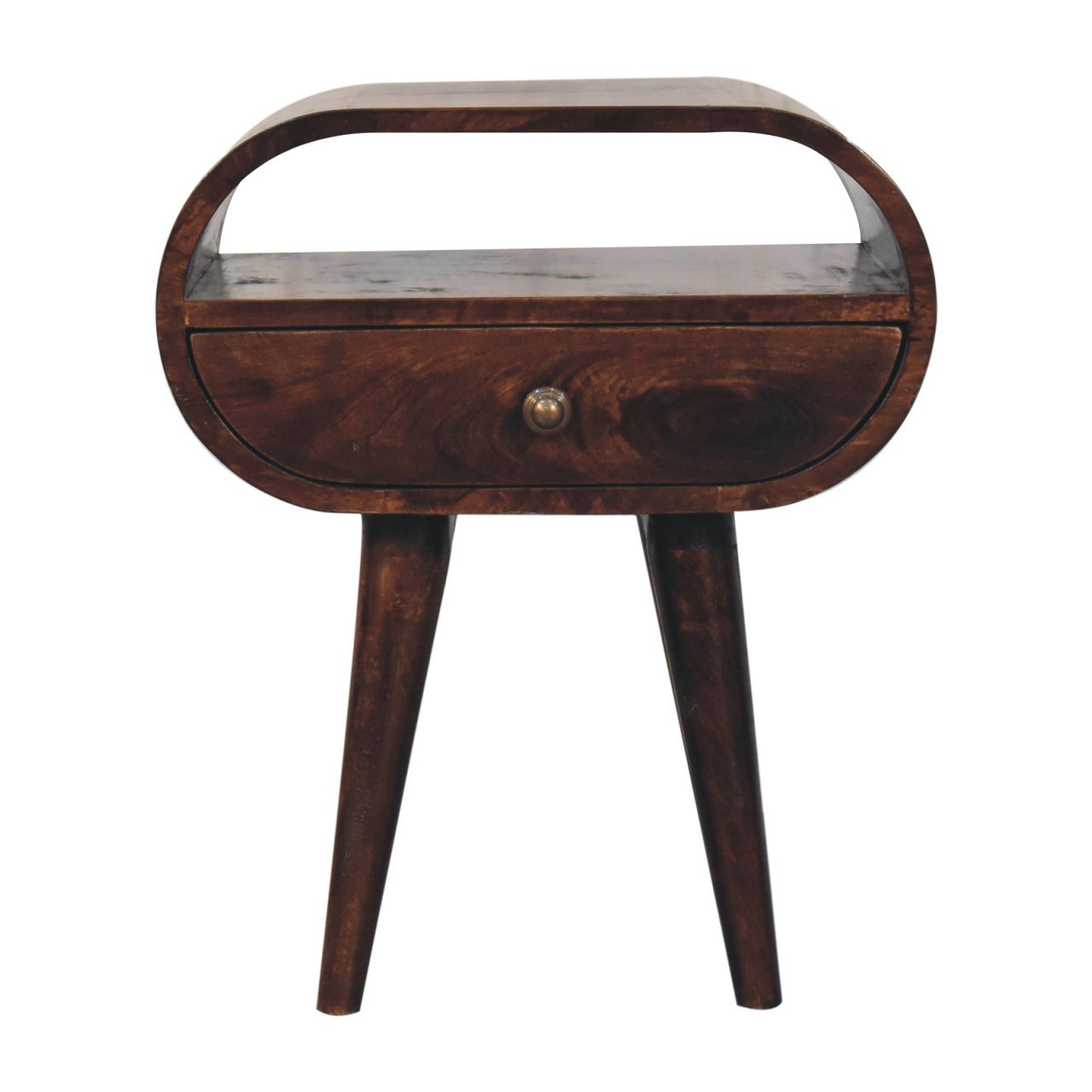 Szafka nocna z litego drewna mango – orzechowa, 45 cm — model IN3846