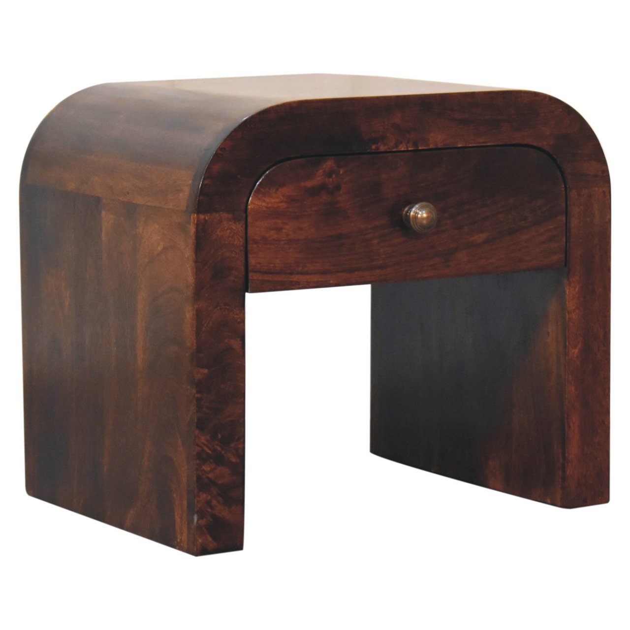 Szafka nocna z litego drewna mango – orzechowa, 45 cm — model IN3848 - Image 2