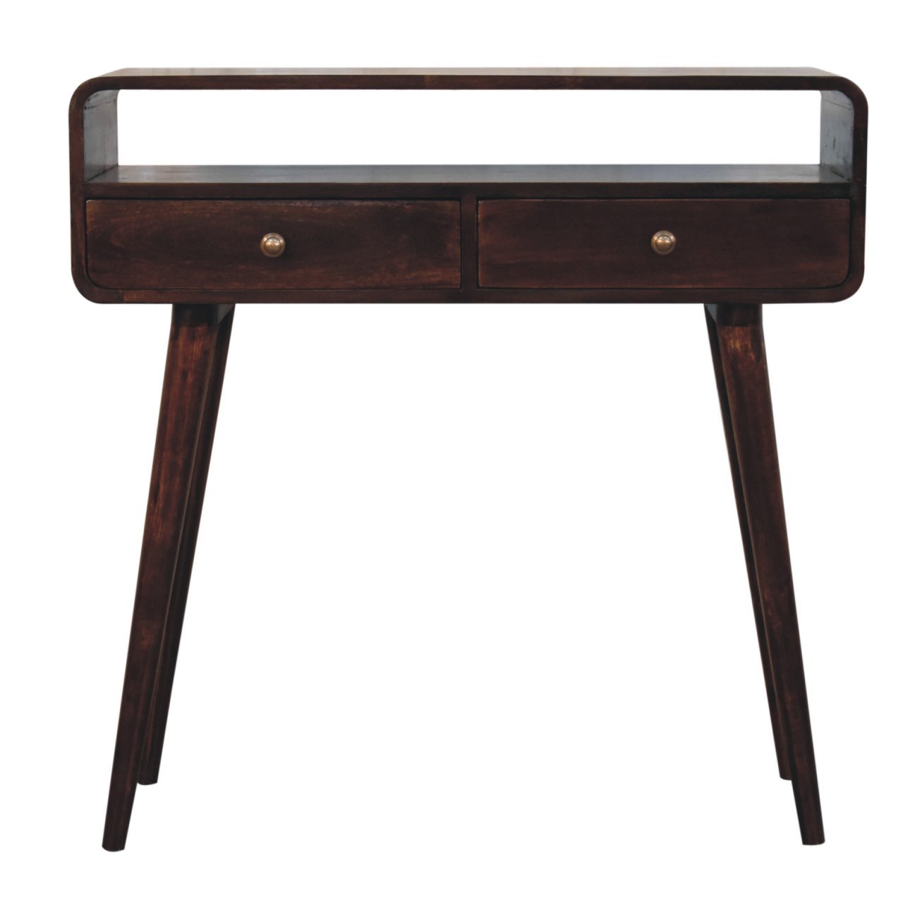 Stół z litego drewna mango – orzechowy, 90 cm — model IN3849