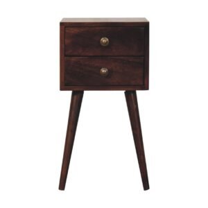 Szafka nocna z litego drewna mango – orzechowa, 30 cm — model IN3850