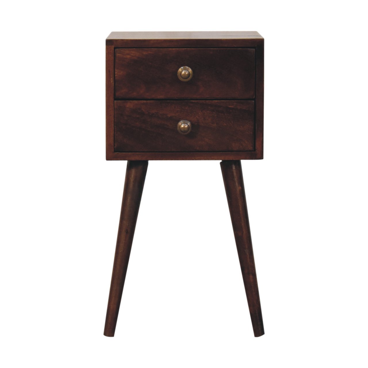 Szafka nocna z litego drewna mango – orzechowa, 30 cm — model IN3850