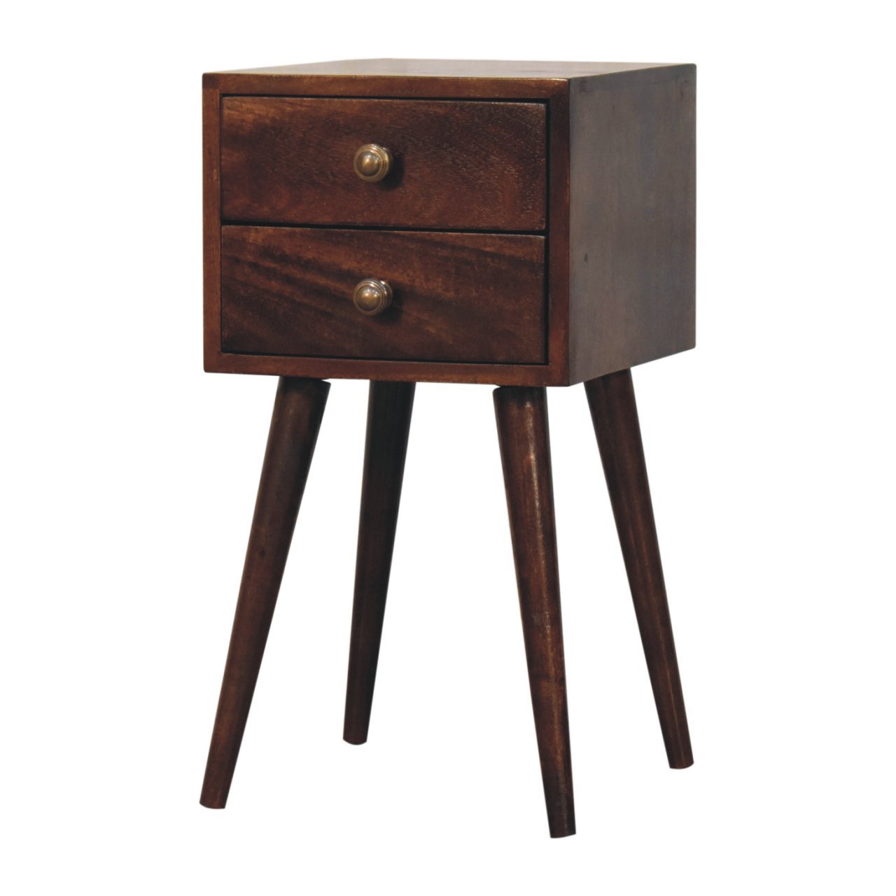 Szafka nocna z litego drewna mango – orzechowa, 30 cm — model IN3850 - obrazek 2