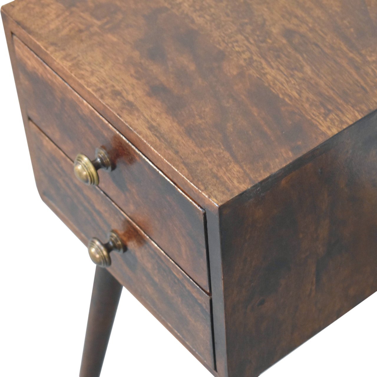 Szafka nocna z litego drewna mango – orzechowa, 30 cm — model IN3850 - obrazek 5