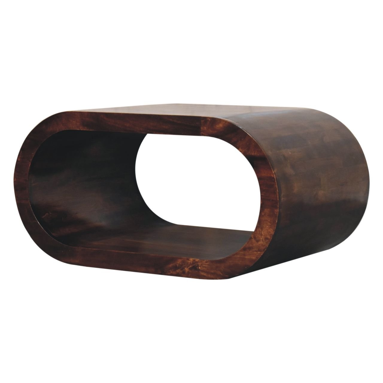 Stolik kawowy z litego drewna mango – orzechowy, 80 cm — model IN3851 - Image 2