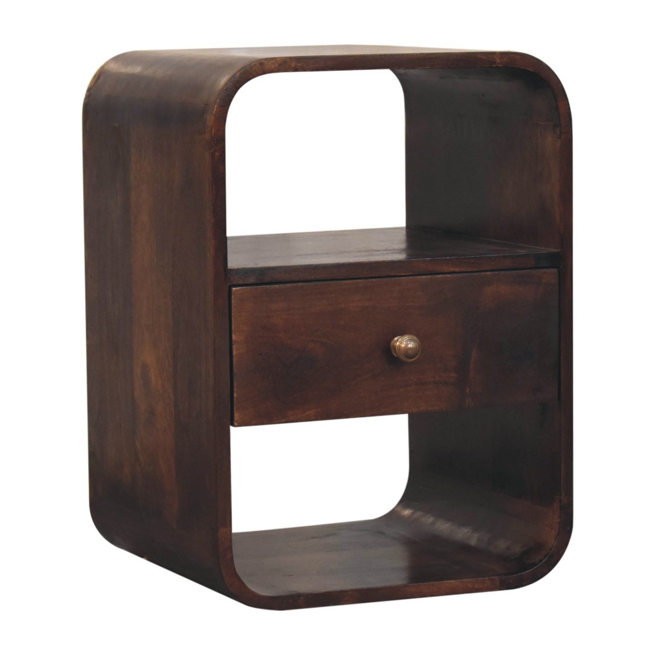 Szafka nocna z litego drewna mango – orzechowa, 40 cm — model IN3859 - Image 2