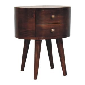 Szafka nocna z litego drewna mango – orzechowa, 45 cm — model IN3862