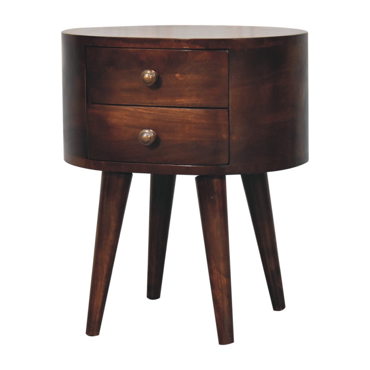 Szafka nocna z litego drewna mango – orzechowa, 45 cm — model IN3862 - obrazek 2