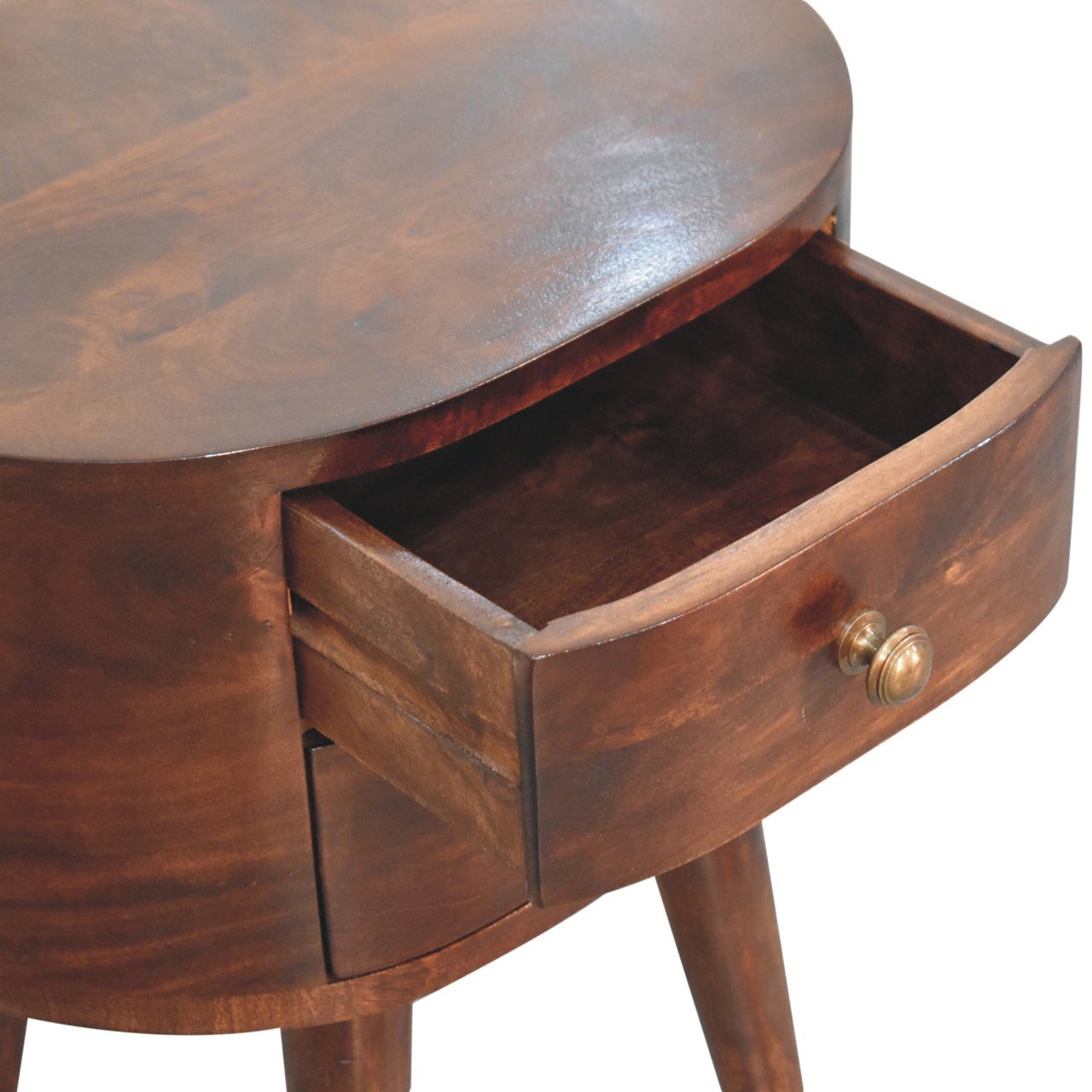 Szafka nocna z litego drewna mango – orzechowa, 45 cm — model IN3862 - obrazek 5