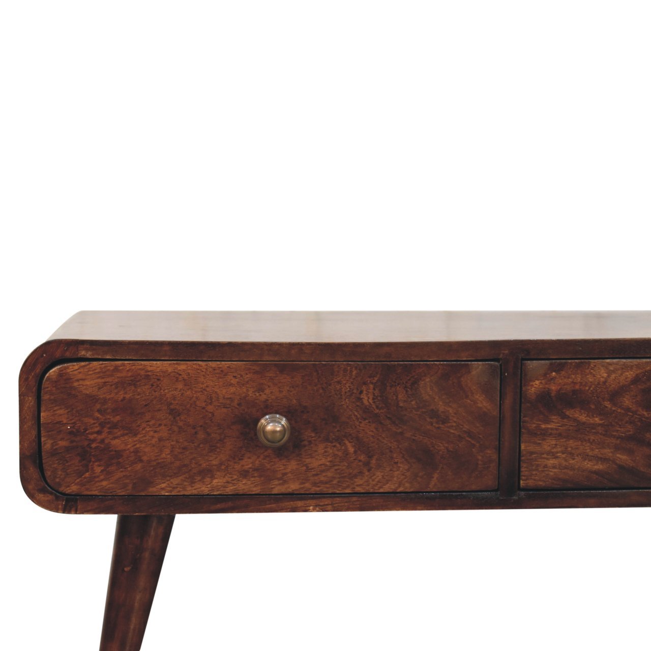 Stolik kawowy z litego drewna mango – orzechowy, 85 cm — model IN3867 - Image 2