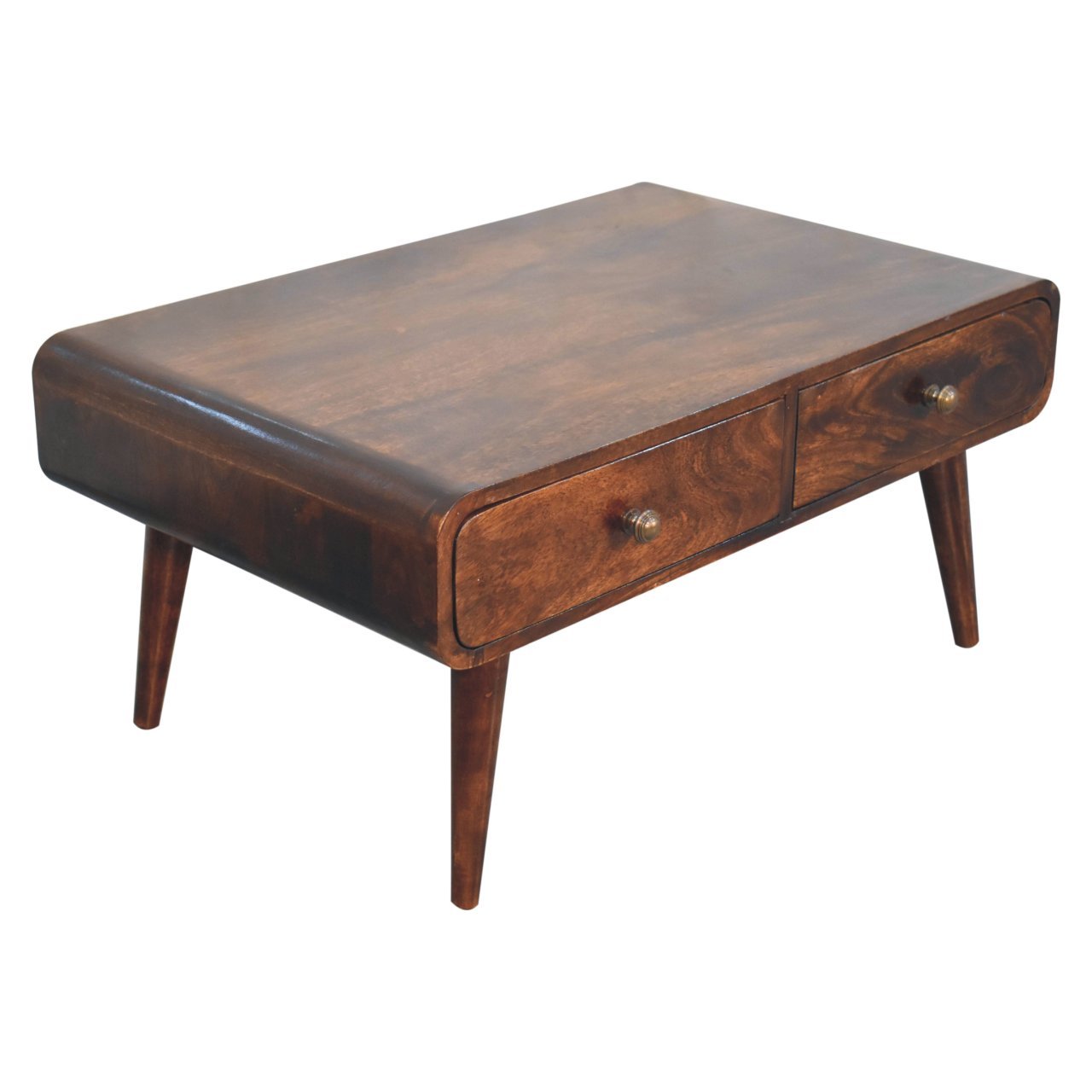 Stolik kawowy z litego drewna mango – orzechowy, 85 cm — model IN3867 - Image 4