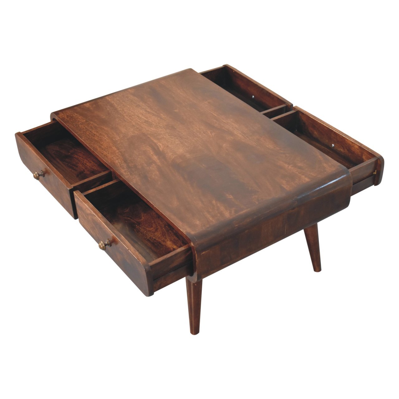 Stolik kawowy z litego drewna mango – orzechowy, 85 cm — model IN3867 - Image 5