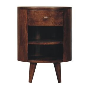 Szafka nocna z litego drewna mango – orzechowa, 40 cm — model IN3872