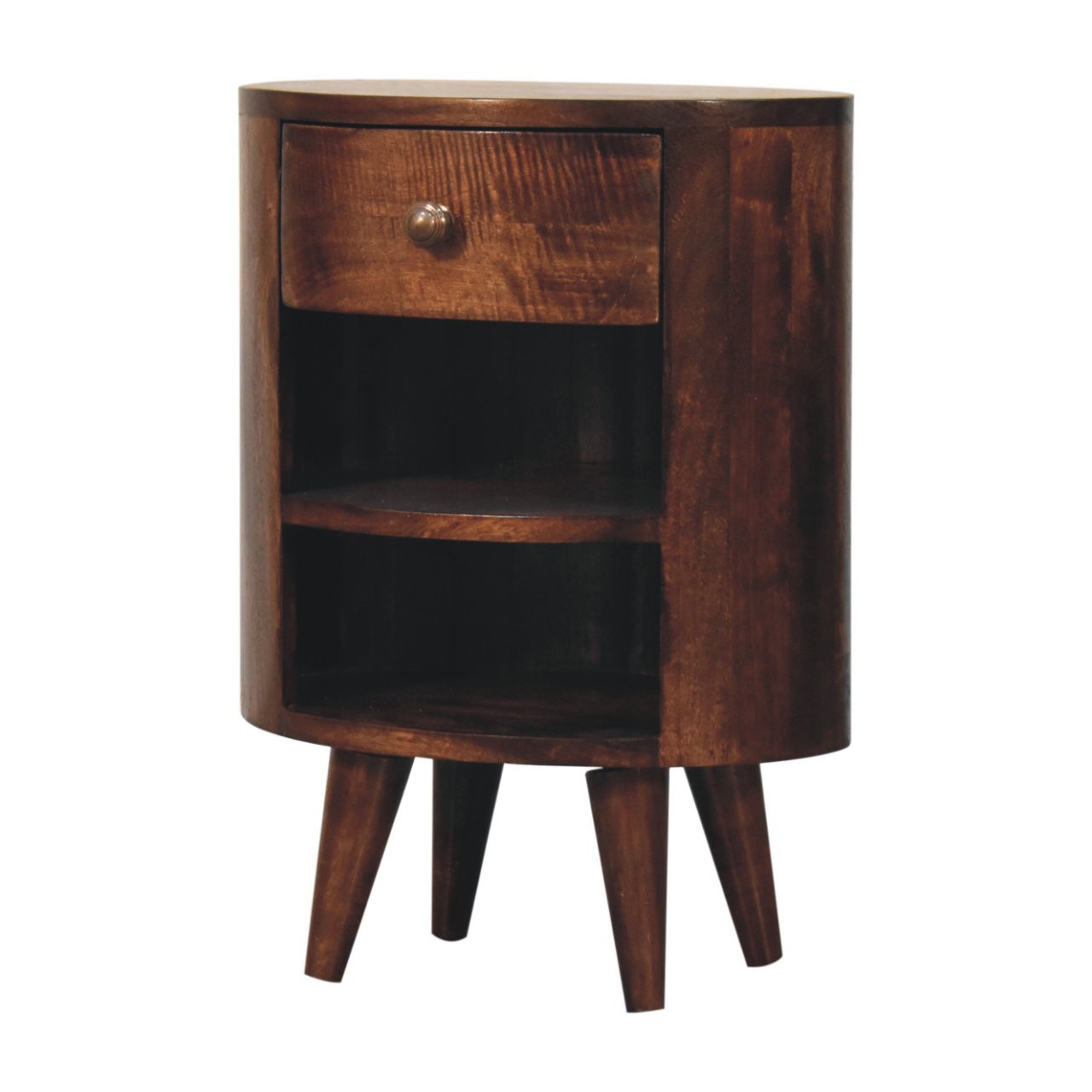Szafka nocna z litego drewna mango – orzechowa, 40 cm — model IN3872 - obrazek 3