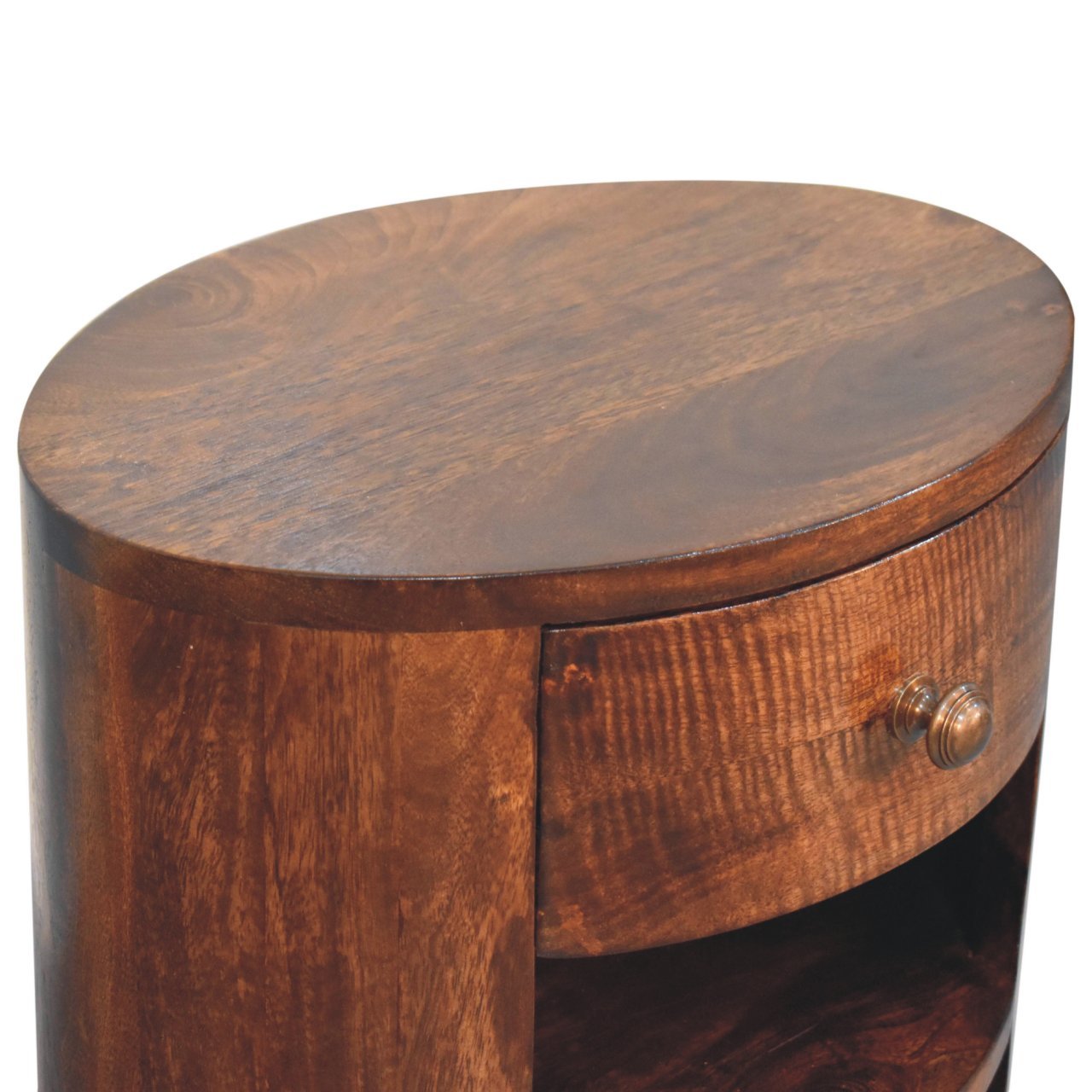 Szafka nocna z litego drewna mango – orzechowa, 40 cm — model IN3872 - obrazek 5