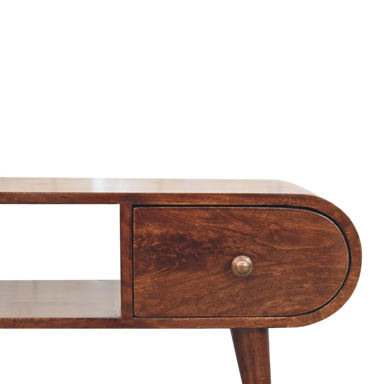 Szafka RTV z litego drewna mango – orzechowa, 100 cm - Image 4