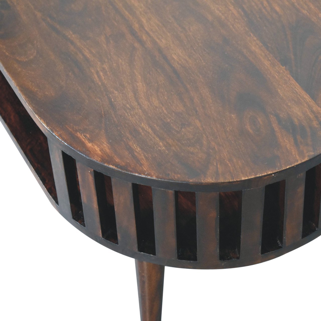 Stolik kawowy z litego drewna mango – orzechowy, 80 cm — model IN3877 - Image 4