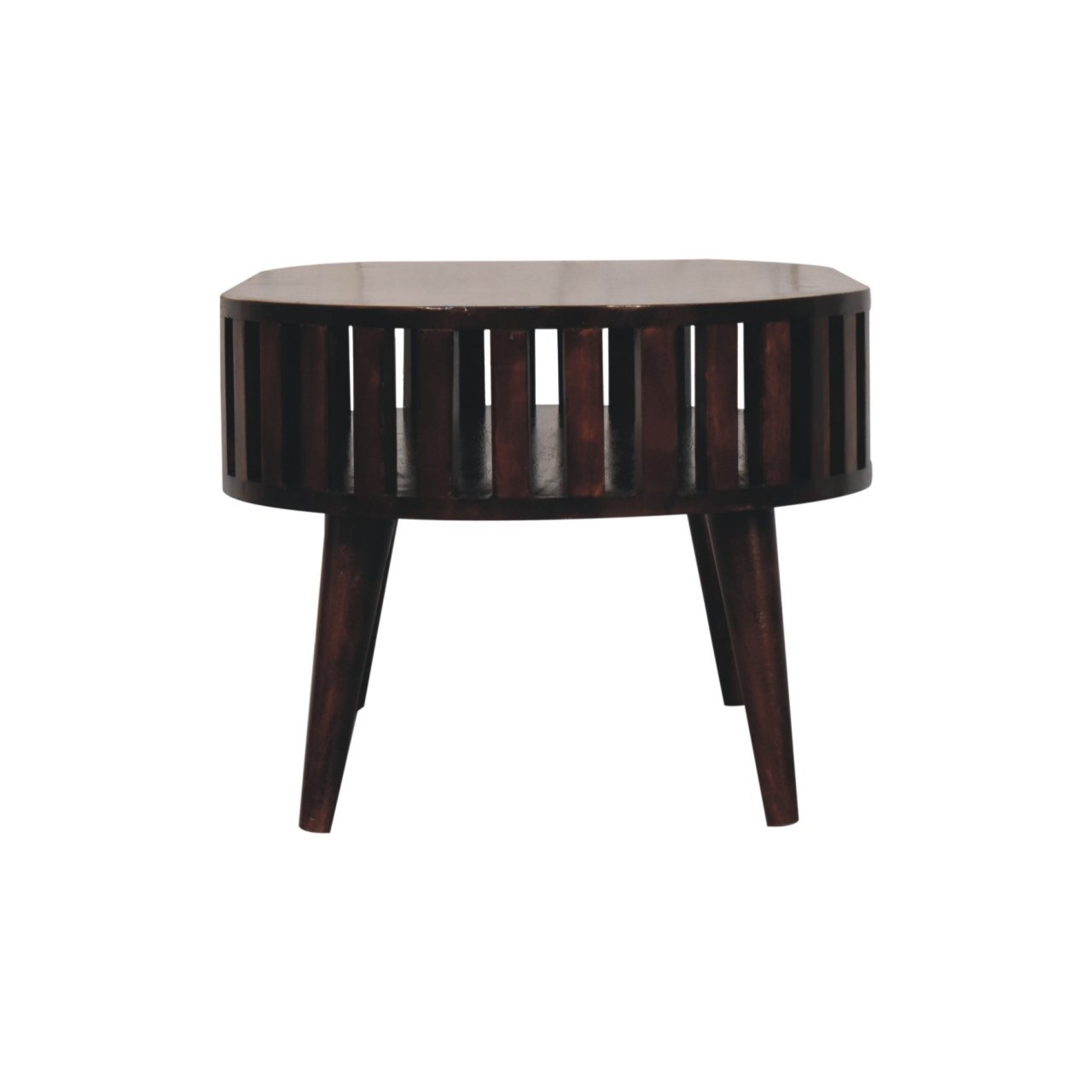 Stolik kawowy z litego drewna mango – orzechowy, 80 cm — model IN3877 - Image 7