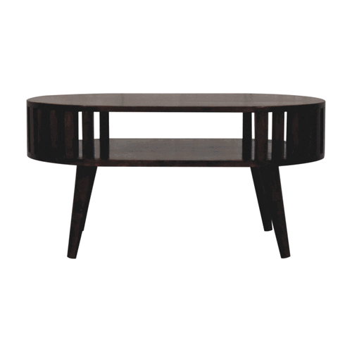 Stolik kawowy z litego drewna mango – orzechowy, 80 cm — model IN3877 - Image 8