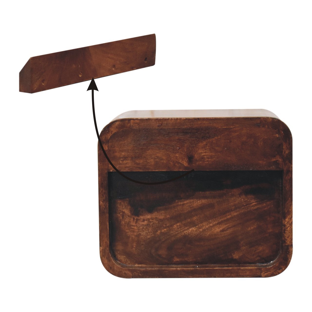 Szafka nocna z litego drewna mango – orzechowa, 30 cm — model IN3879 - obrazek 8
