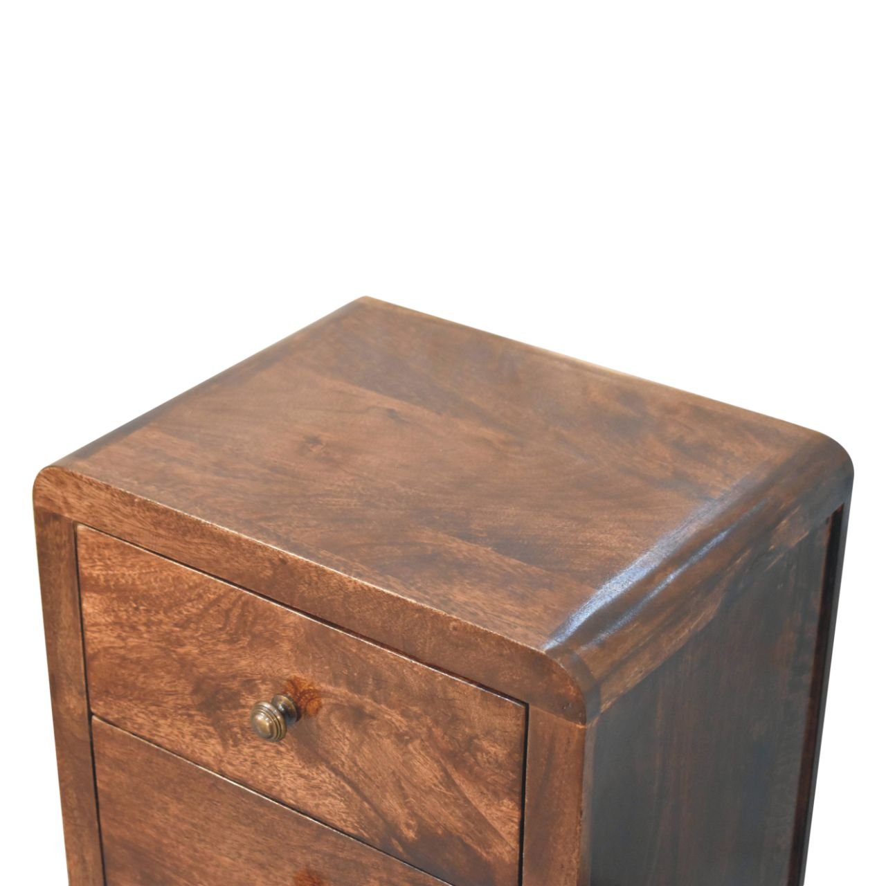 Szafka nocna z litego drewna mango – orzechowa, 45 cm — model IN3886 - obrazek 4