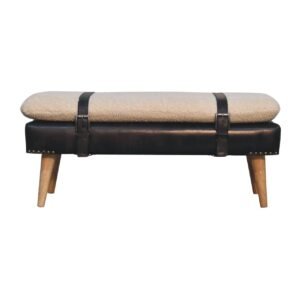 Ławka z drewna o dębowym charakterze – czarna, 90 cm