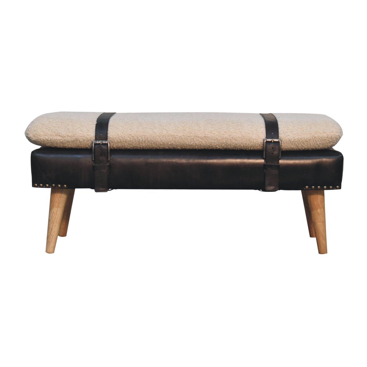 Ławka z drewna o dębowym charakterze – czarna, 90 cm