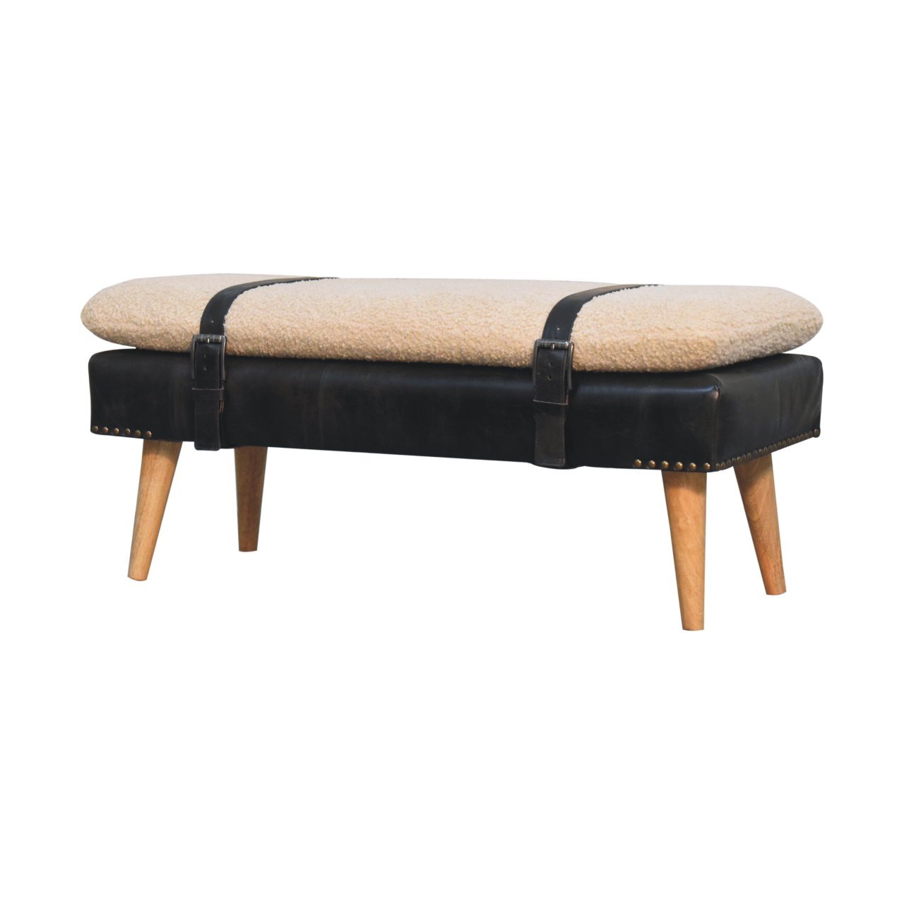 Ławka z drewna o dębowym charakterze – czarna, 90 cm - Image 3