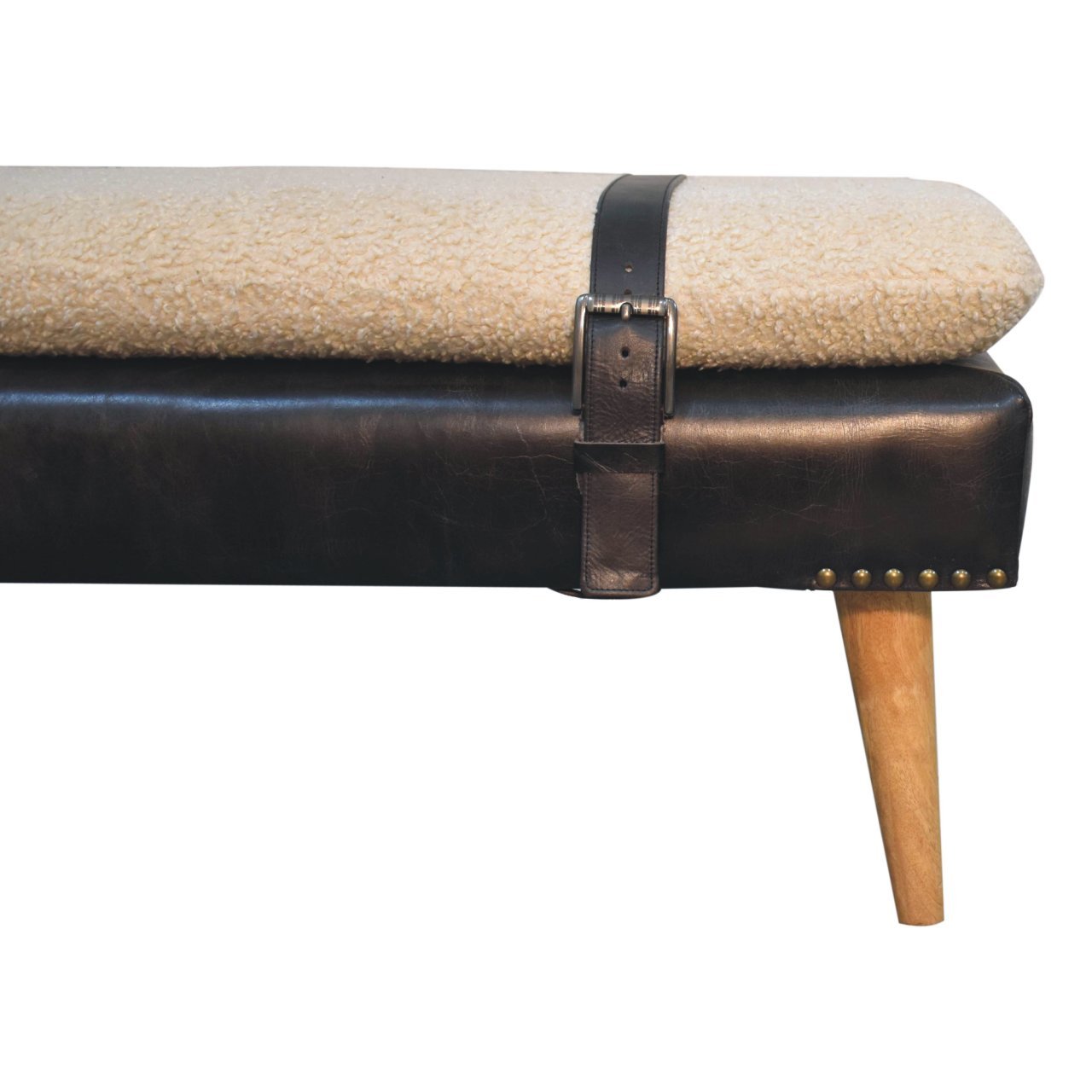 Ławka z drewna o dębowym charakterze – czarna, 90 cm - Image 4