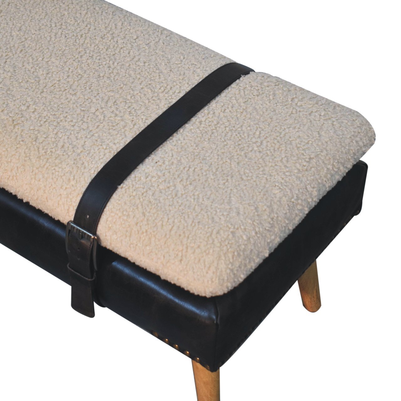 Ławka z drewna o dębowym charakterze – czarna, 90 cm - Image 5