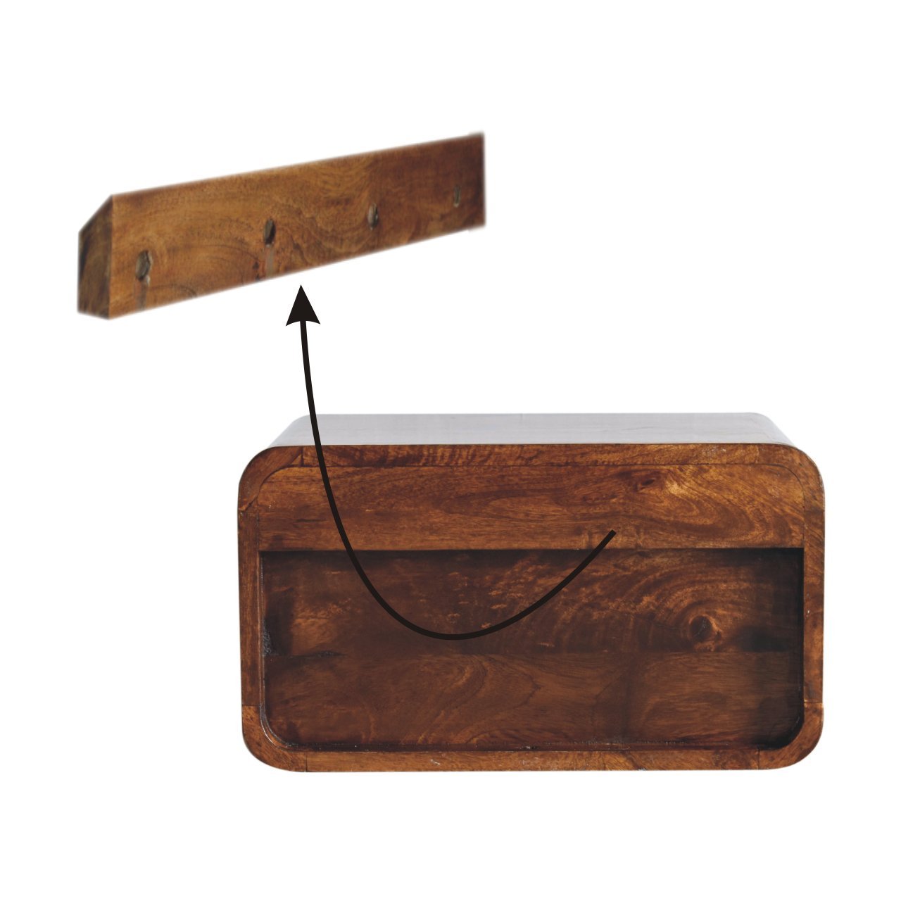 Szafka nocna z litego drewna mango – kasztanowa, 45 cm — model IN3899 - Image 8