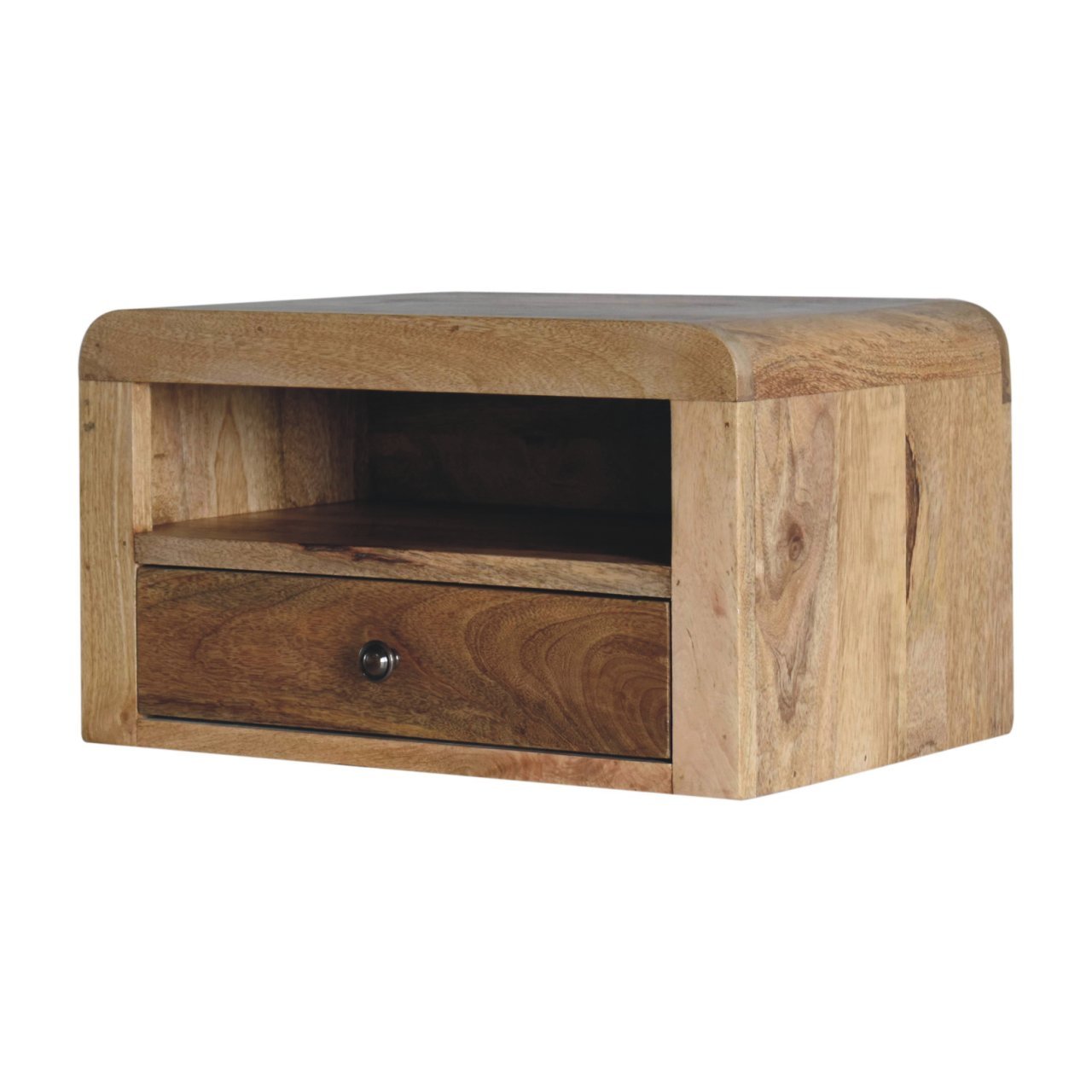 Szafka nocna z litego drewna mango – dębowa, 45 cm — model IN3907 - obrazek 2