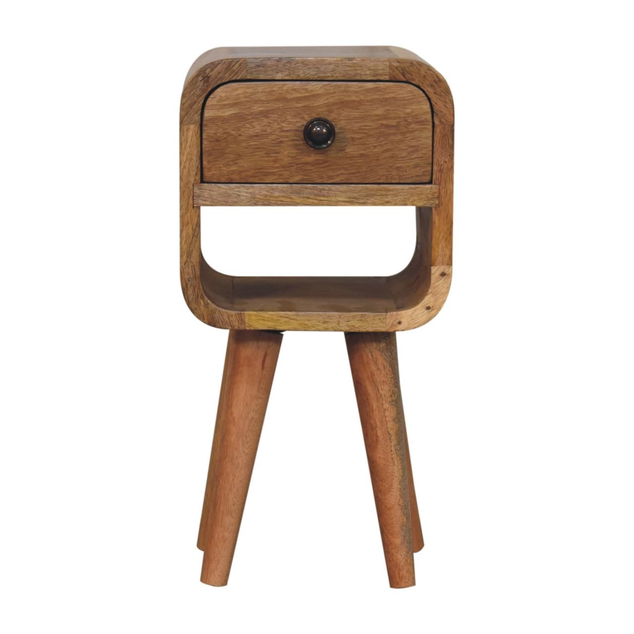 Szafka nocna z litego drewna mango – dębowa, 20 cm — model IN3909