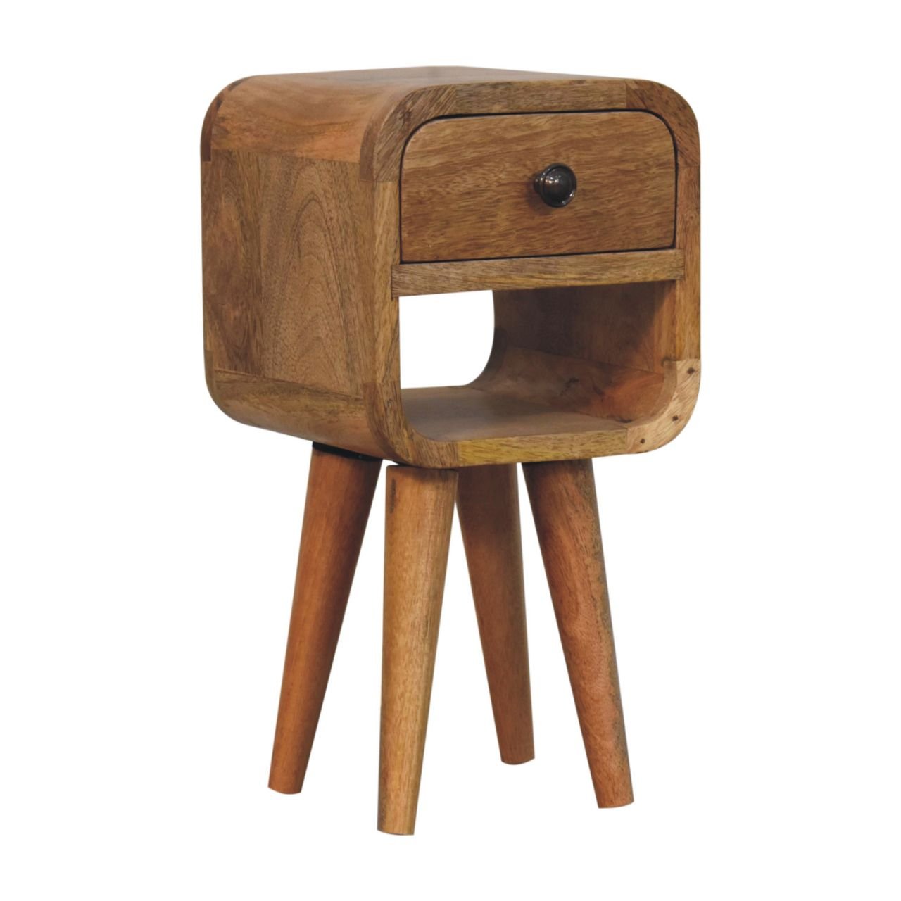 Szafka nocna z litego drewna mango – dębowa, 20 cm — model IN3909 - obrazek 2