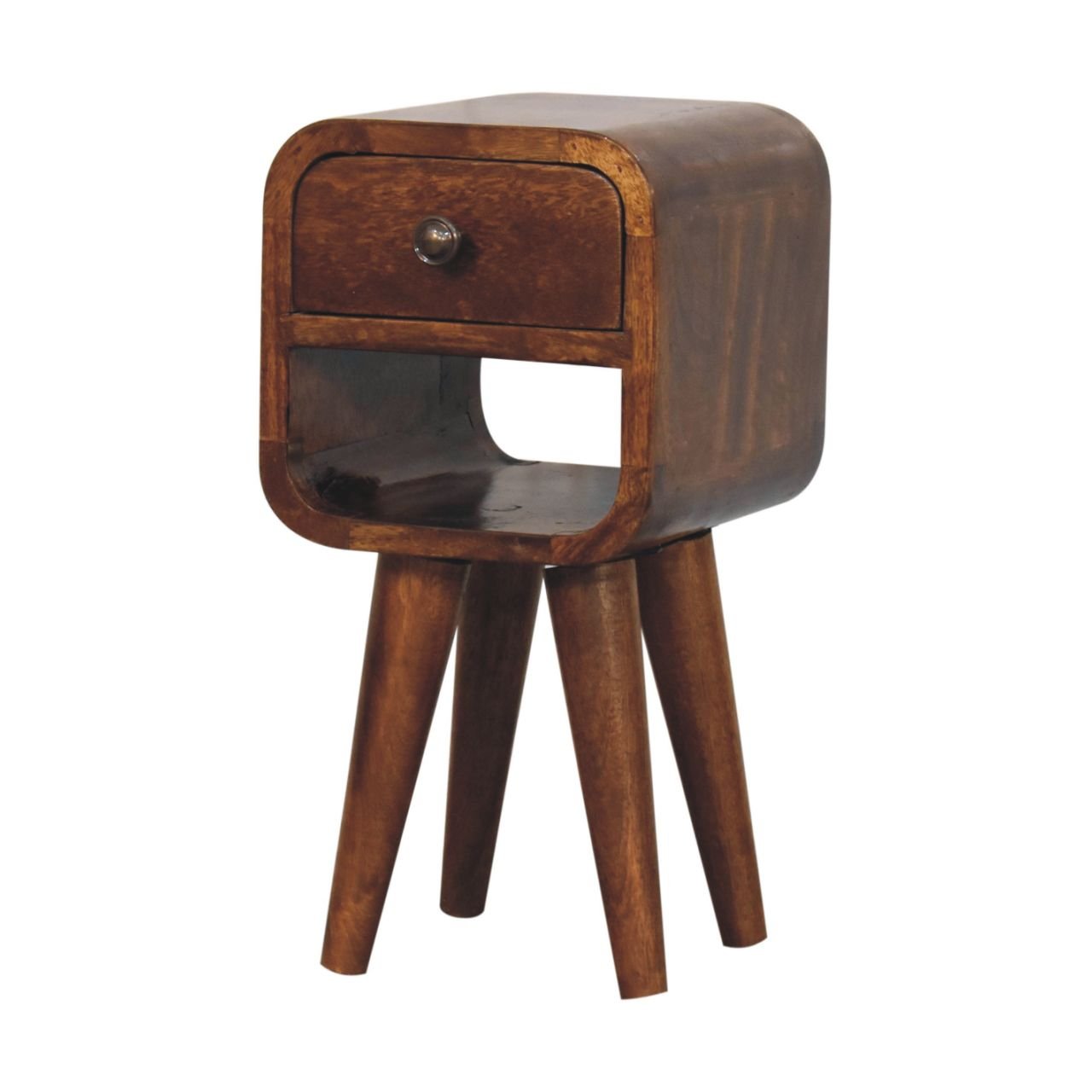 Szafka nocna z litego drewna mango – kasztanowa, 20 cm — model IN3912 - obrazek 2