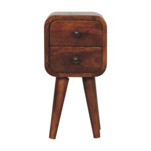 Szafka nocna z litego drewna mango – kasztanowa, 20 cm — model IN3913