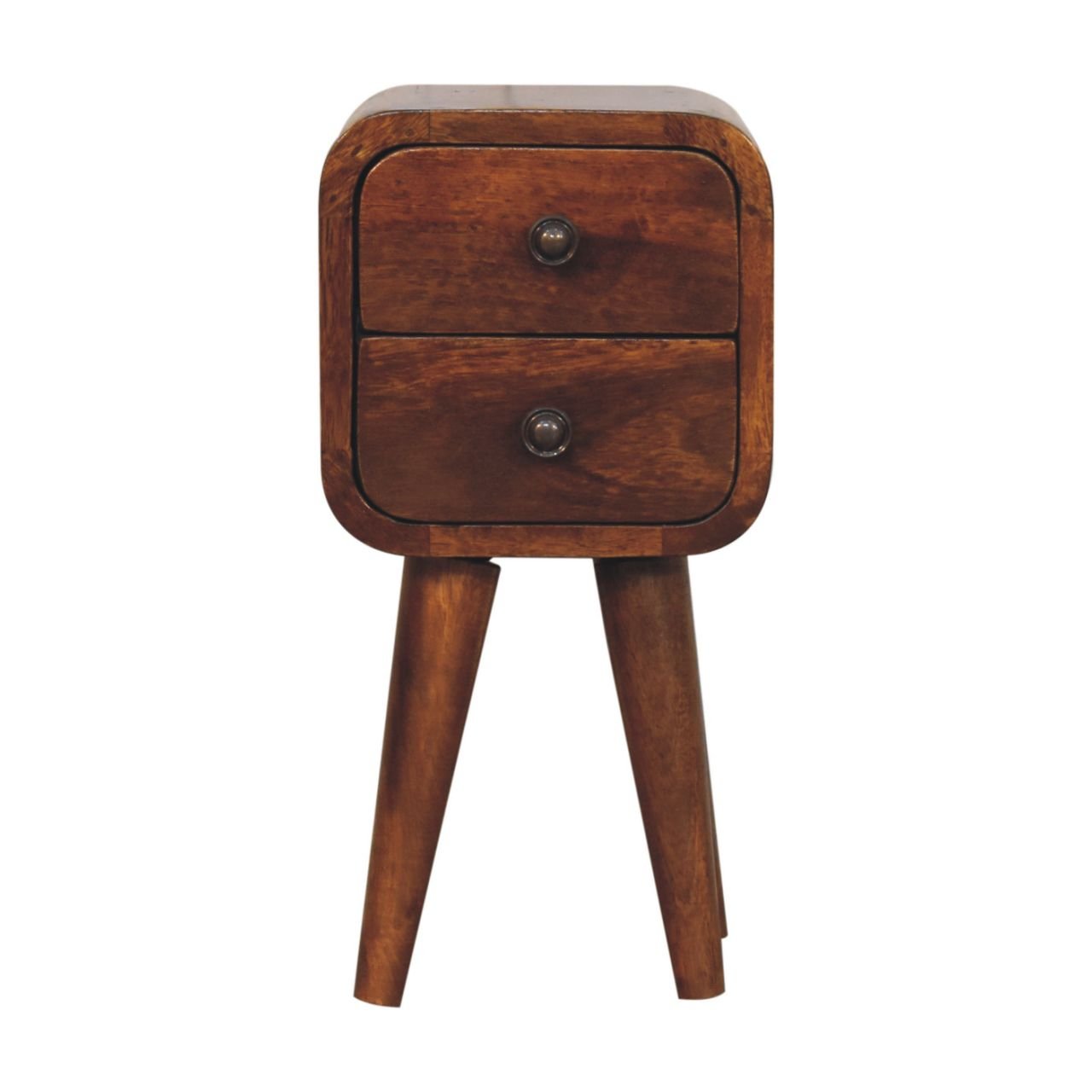 Szafka nocna z litego drewna mango – kasztanowa, 20 cm — model IN3913