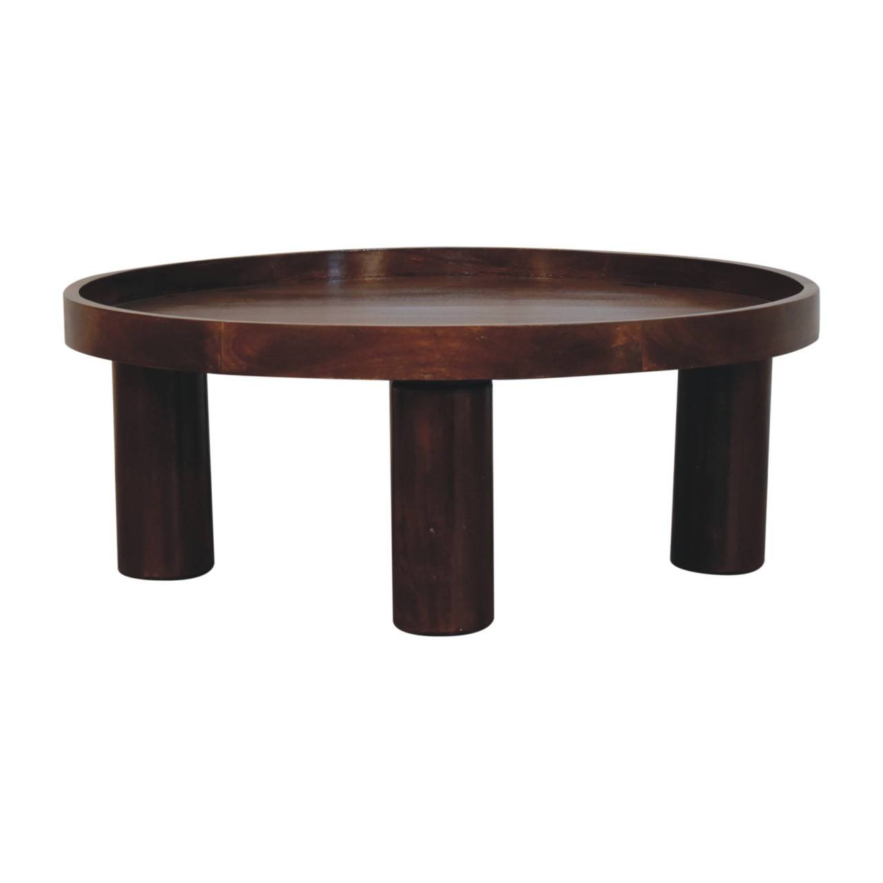 Stolik kawowy z litego drewna mango – kasztanowy, 80 cm — model IN3917