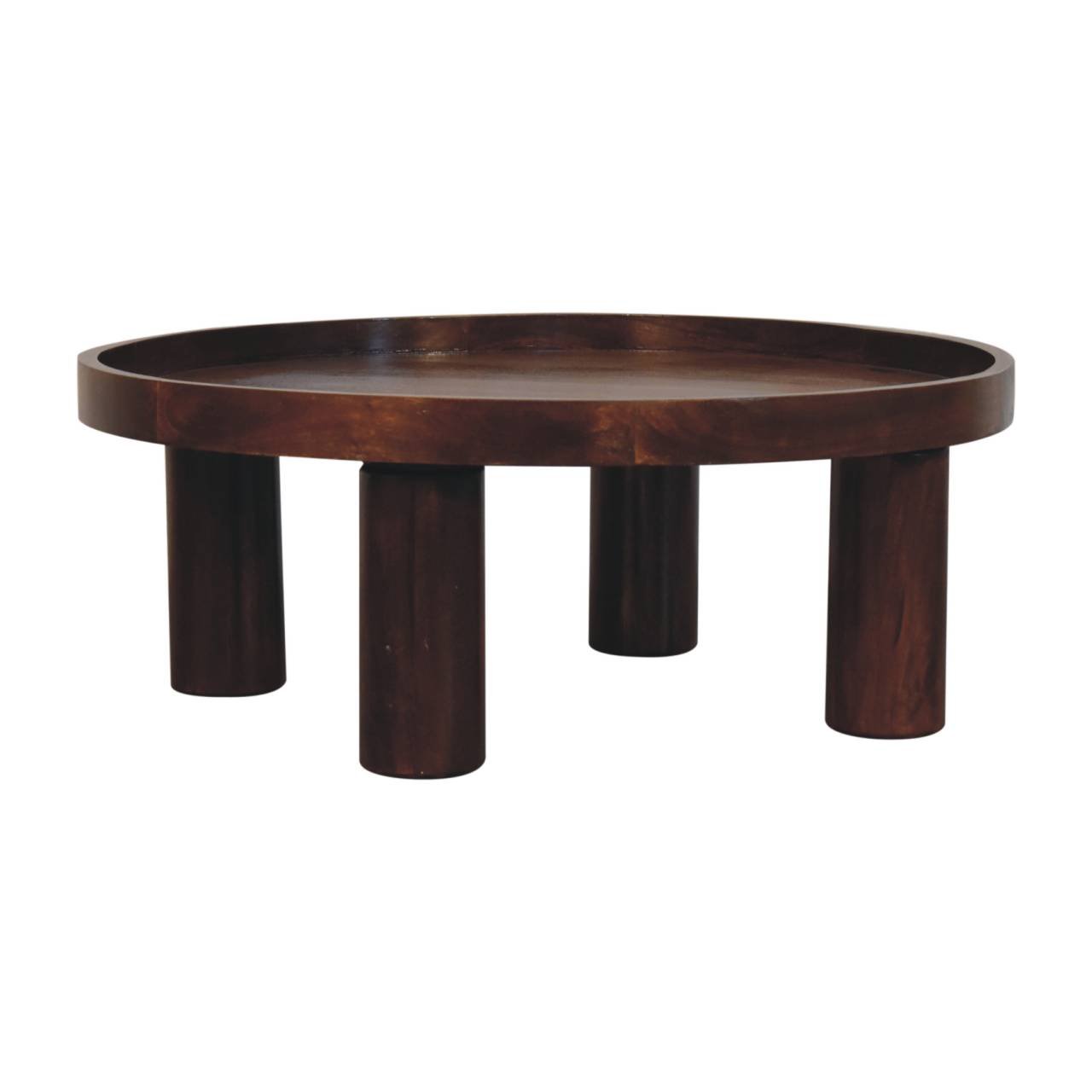 Stolik kawowy z litego drewna mango – kasztanowy, 80 cm — model IN3917 - Image 2