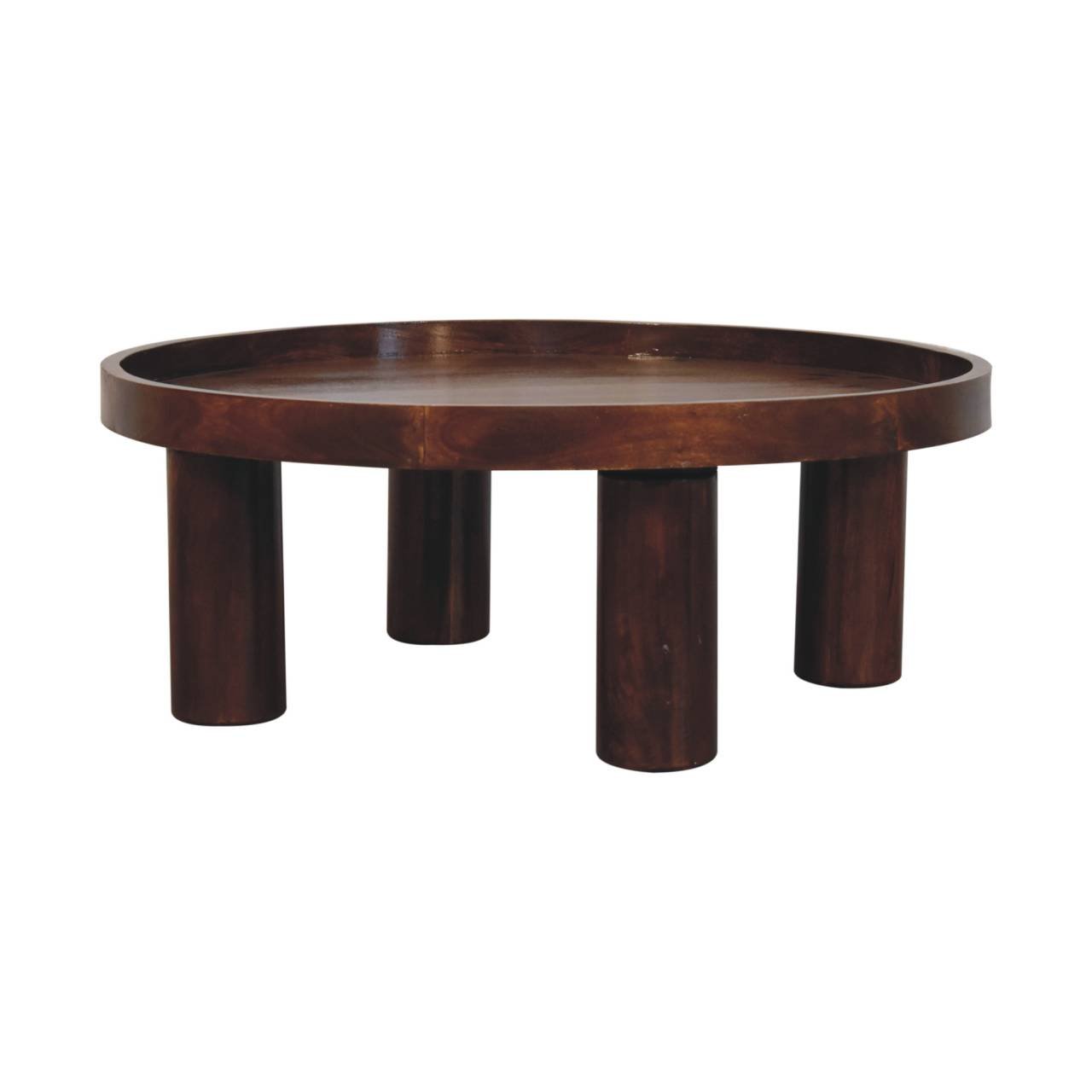 Stolik kawowy z litego drewna mango – kasztanowy, 80 cm — model IN3917 - Image 3