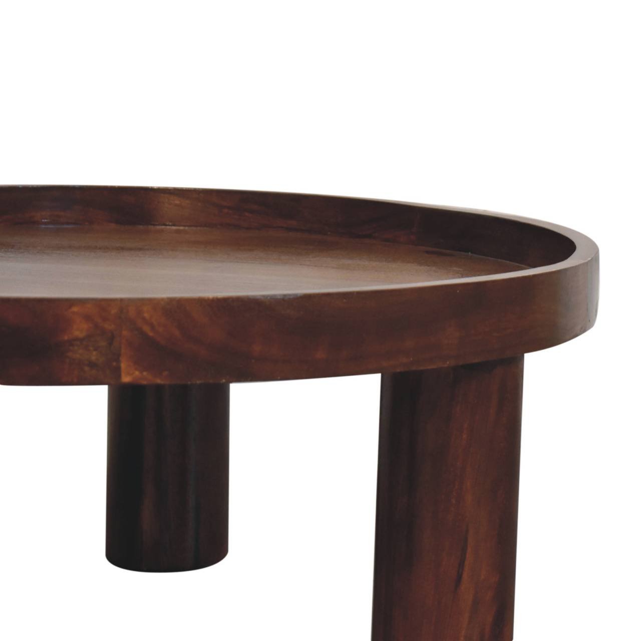 Stolik kawowy z litego drewna mango – kasztanowy, 80 cm — model IN3917 - Image 7