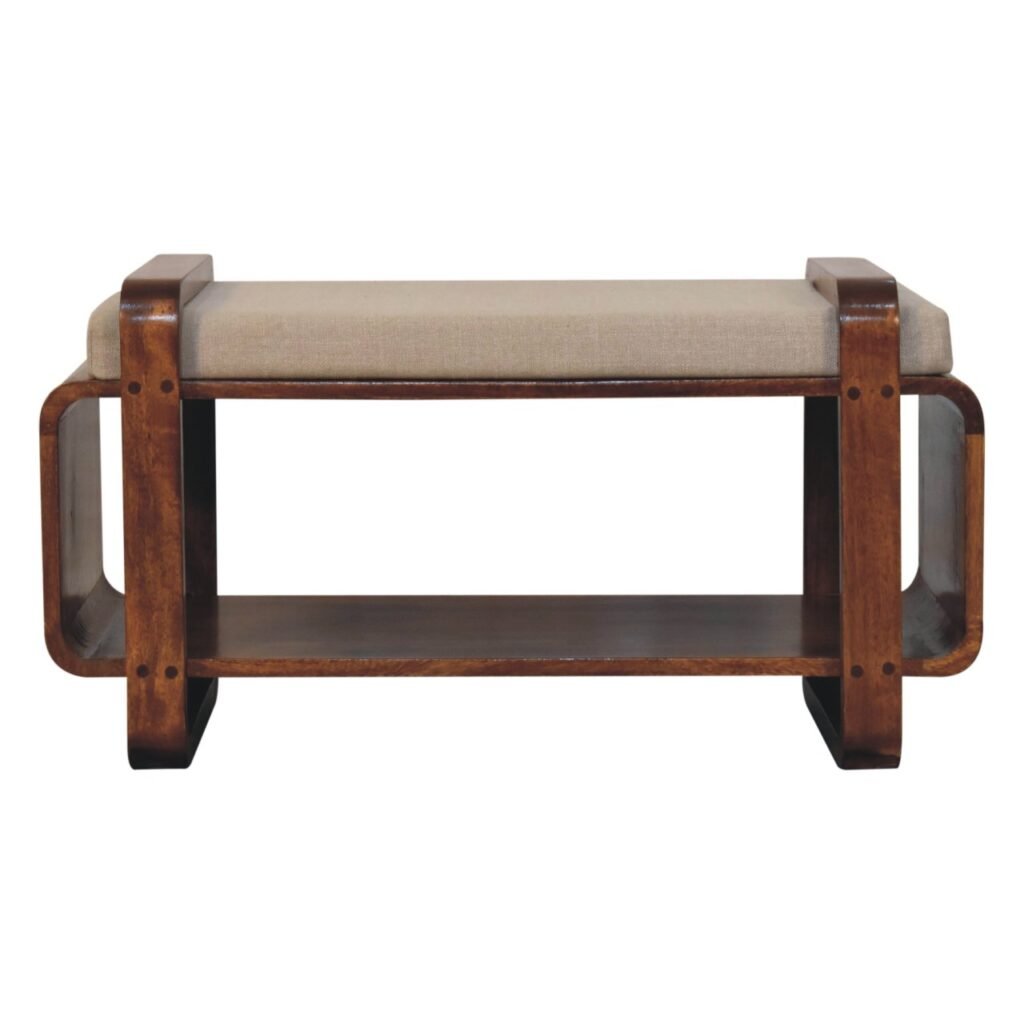Ławka z litego drewna mango – kasztanowa, 80 cm — model IN3921