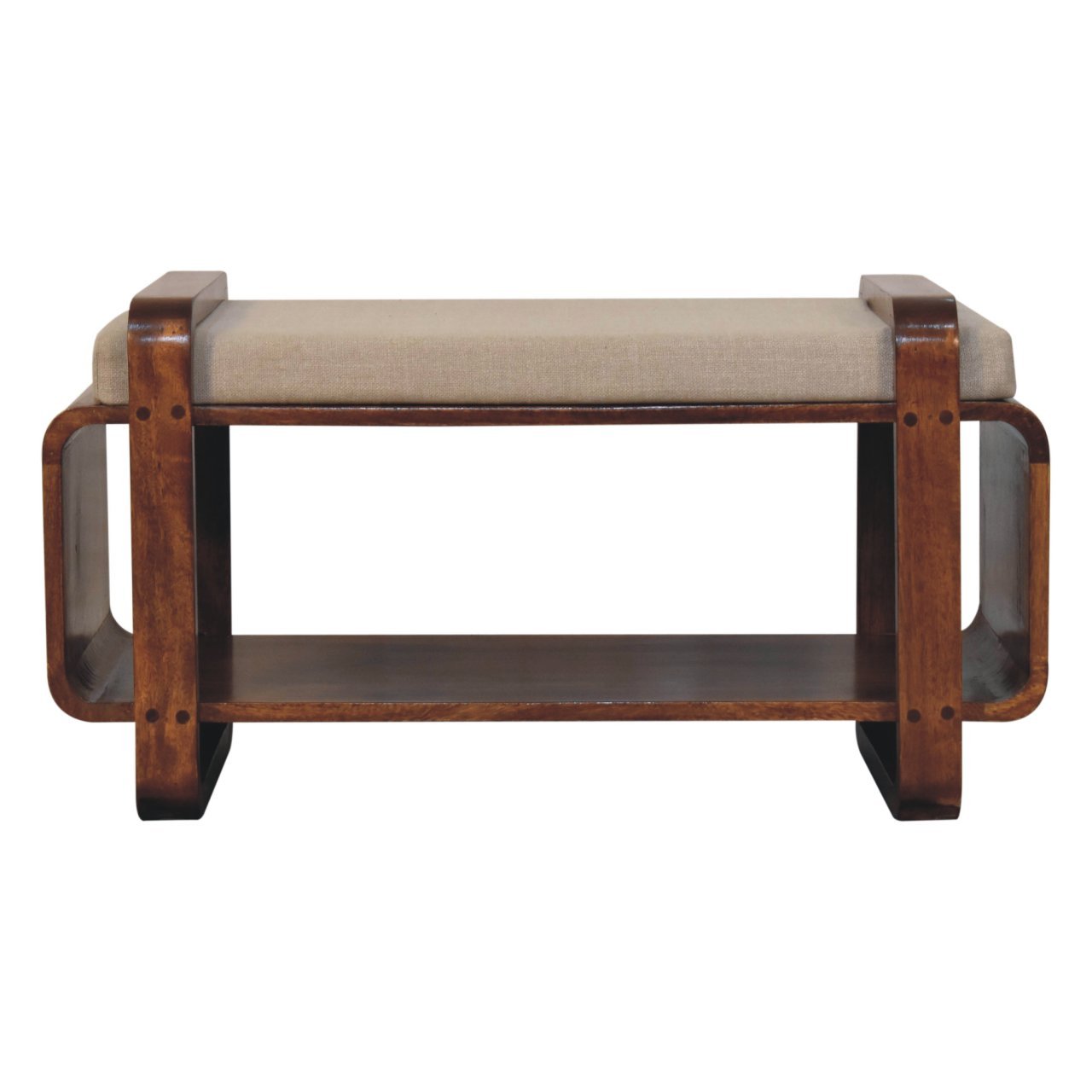 Ławka z litego drewna mango – kasztanowa, 80 cm — model IN3921