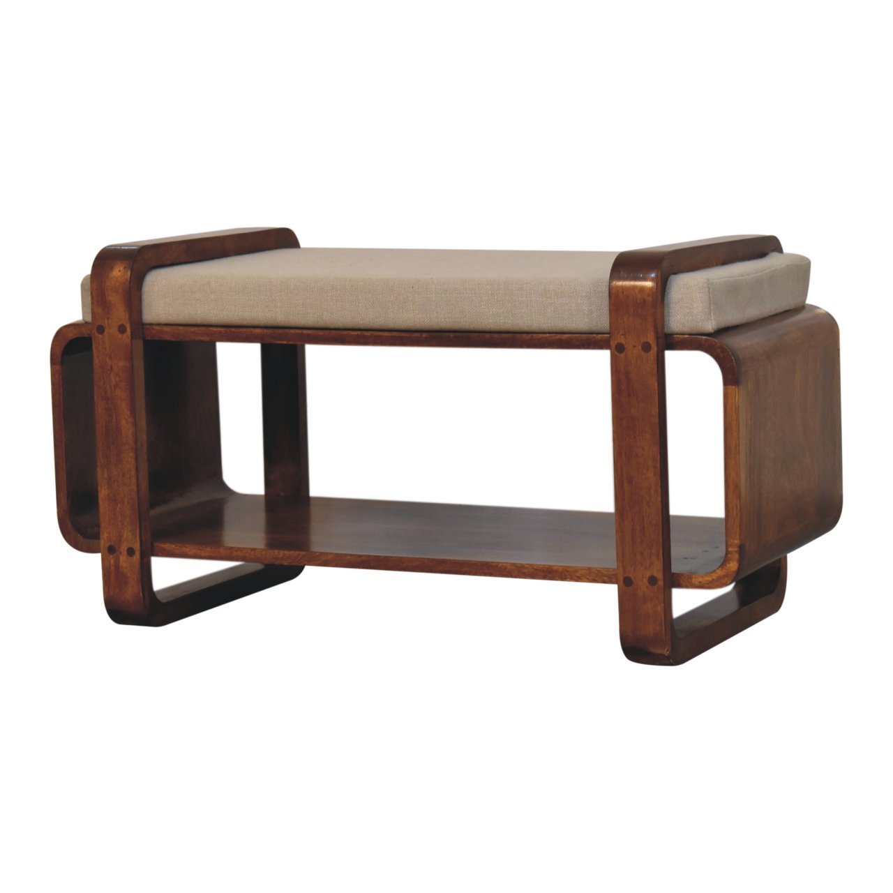 Ławka z litego drewna mango – kasztanowa, 80 cm — model IN3921 - Image 2