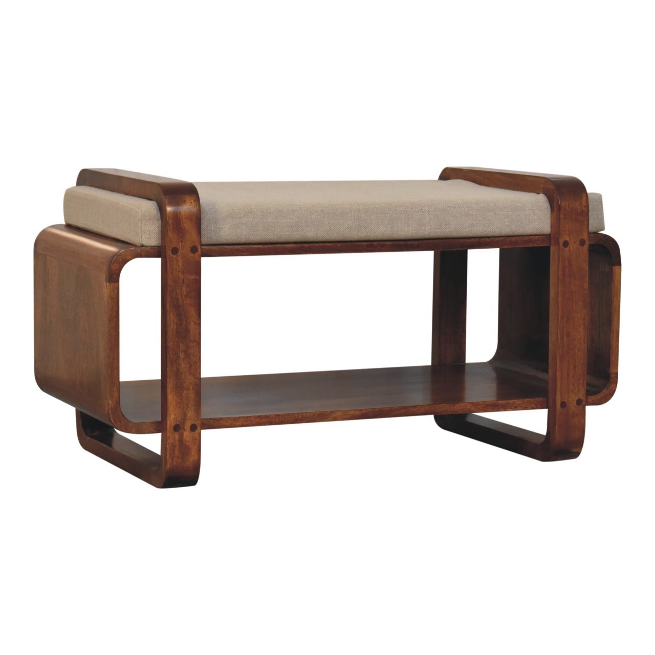 Ławka z litego drewna mango – kasztanowa, 80 cm — model IN3921 - Image 3