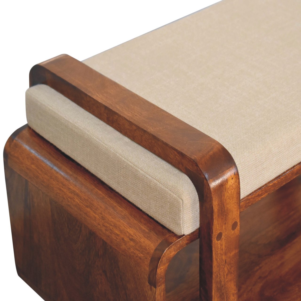 Ławka z litego drewna mango – kasztanowa, 80 cm — model IN3921 - Image 5