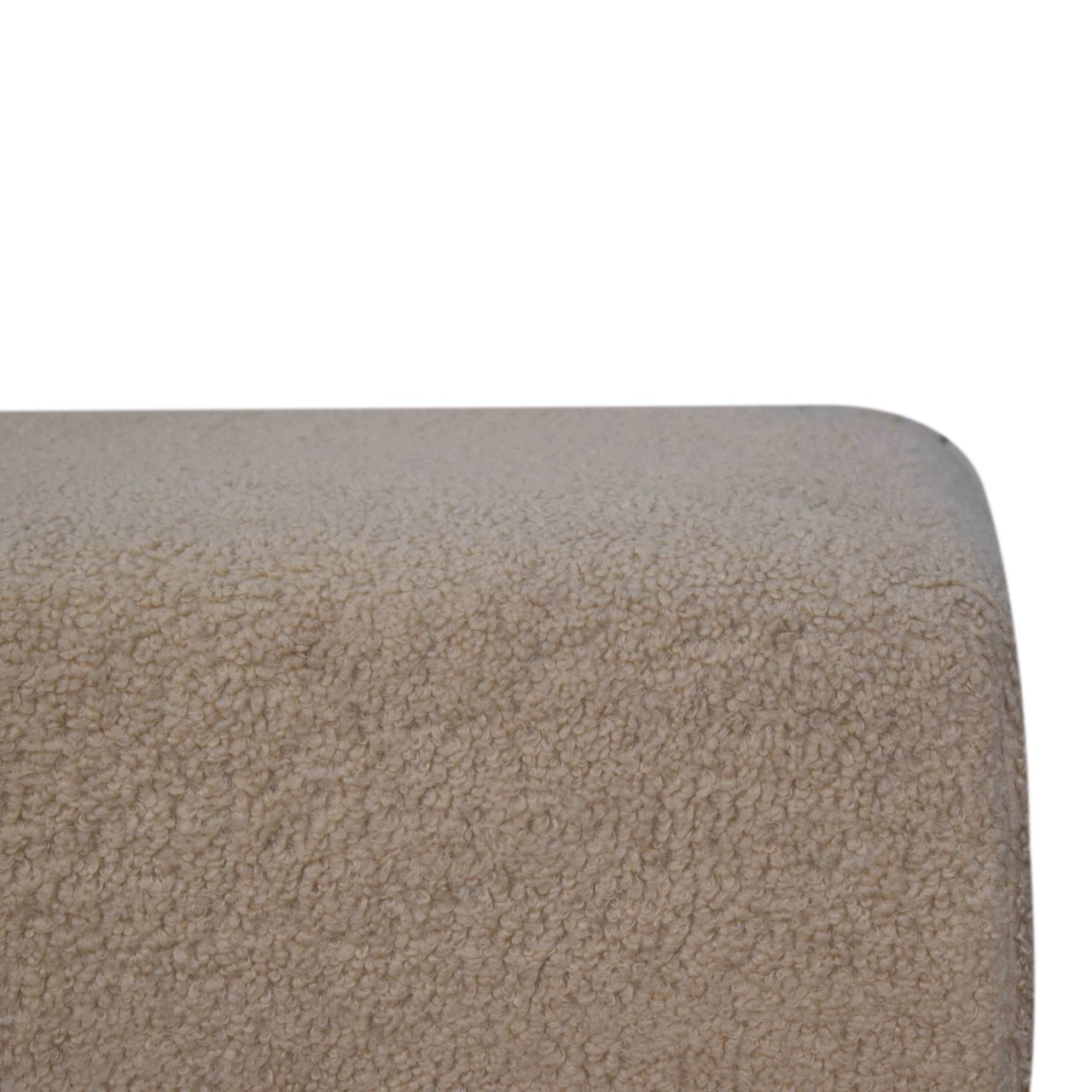 Pufa z drewna i tkaniny bouclé – 82 cm — model IN3922 - obrazek 4